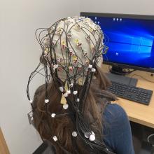 Scalp EEG image of participant in front of computer